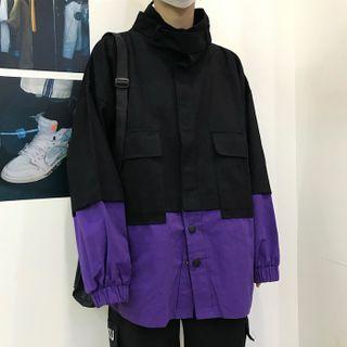 Two-tone Snap-button Cargo Jacket