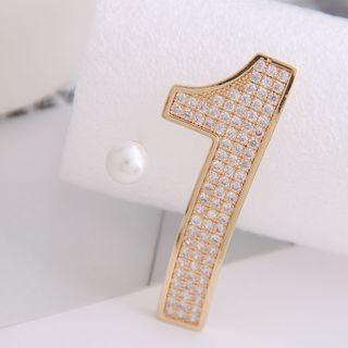 Non-matching Rhinestone Number Earring