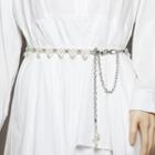 Faux Pearl Heart Chain Belt White - One Size