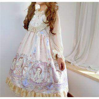 Spaghetti Strap Printed Lolita Dress Dress - One Size