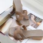 Block-heel Genuine-leather Slide Sandals