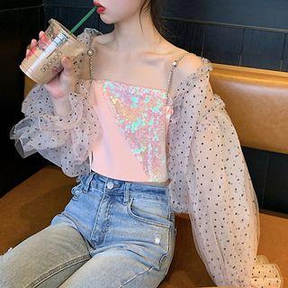 Chiffon Jacket / Sequined Camisole Top