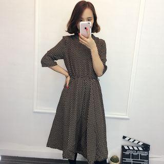 Skirt Floral Print Elbow-sleeve Maxi Sheath Dress