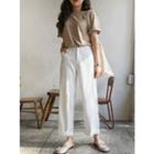 Band-waist Wide-leg Chino Pants