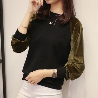 Velvet Panel Sweater