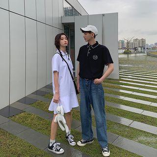 Couple Matching Applique Short-sleeve Polo Shirt / Polo Shirt Dress