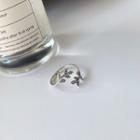 Leaf Sterling Silver Open Ring 1pc - Silver - One Size