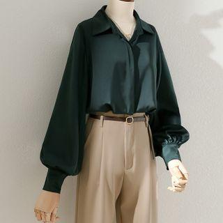 Lantern-sleeve V-neck Shirt