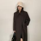 Convertible-neck Double-breasted Long Coat