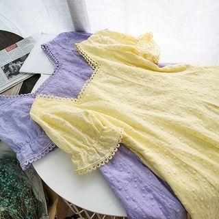 Plain Square-neck Crochet Dress