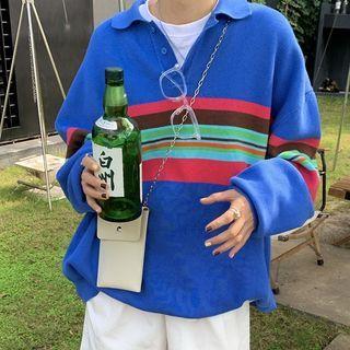 Striped Loose-fit Sweater Blue - One Size
