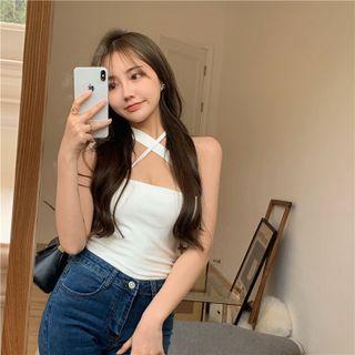 Cross-strap Plain Camisole Top