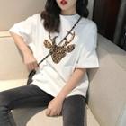 Leopard Deer-print Loose-fit T-shirt