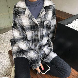 Plaid Button Jacket Milky White - One Size