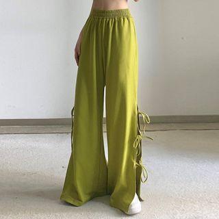 Toe-side Slit Wide Leg Pants