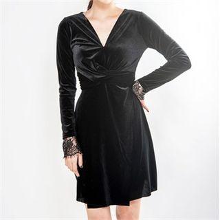 Knotted Velvet Surplice-wrap Dress