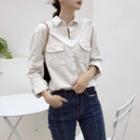 Corduroy Distressed Loose-fit Shirt