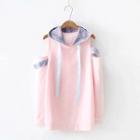 Shoulder Cut Out Hoodie Pink - One Size