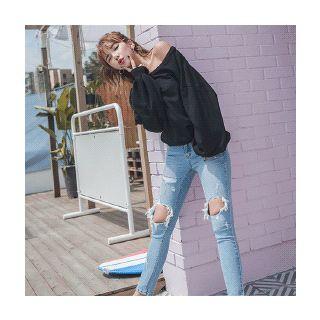 Off-shoulder Loose-fit Pullover