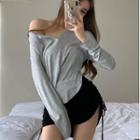 Long-sleeve Plain T-shirt / Skort