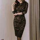 Long-sleeve Lace Collared Dress