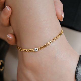 Rhinestone Alloy Anklet Anklet - Gold - One Size