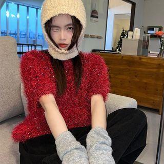 Short-sleeve Sequined Sweater