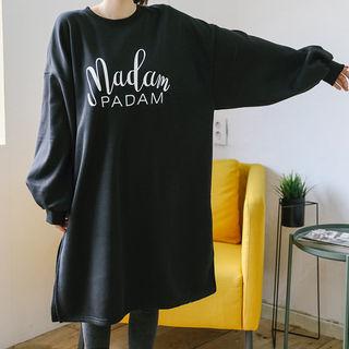 Lettering Dolma-sleeve Pullover Dress