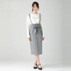 Bow Plaid Suspender Midi Skirt