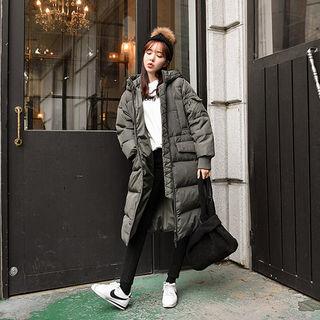 Duck Down Hooded Long Puffer Coat