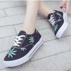 Leaf Print Lace-up Sneakers