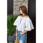 Off-shoulder Piped Top