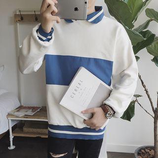 Long-sleeve Contrast Stripe Panel Top