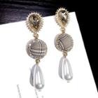 Faux Pearl Gemstone Drop Statement Earring Gold - One Size