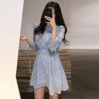 Floral Printed 3/4-sleeve Dress