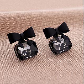 Gemstone Earring Qr183 - 1 Pair - Black - One Size