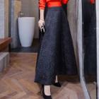 Perforated Maxi Flared Skirt