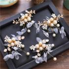 Faux Pearl Rhinestone Floral Bridal Hair Clip