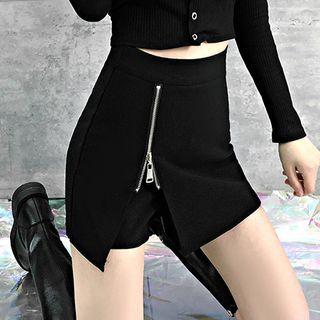 Zip-accent Mini Pencil Skirt