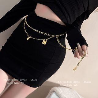 Lock Pendant Alloy Waist Chain Gold - 100cm