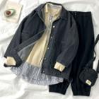 Denim Jacket / Plaid Panel Shirt / Jogger Jeans