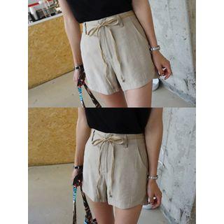 Zip-front Shorts With Sash