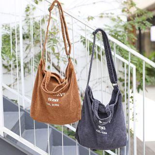 Corduroy Lettering Tote Bag