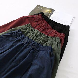 Plain Band Waist Baggy Pants