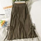 Fleece-lined Ribbon-side Miid Skirt In 5 Colors