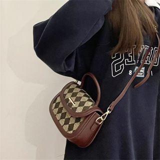 Check Flap Crossbody Bag Coffee & Khaki - One Size