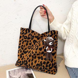 Leopard Print Velvet Shopper Bag