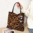 Leopard Print Velvet Shopper Bag