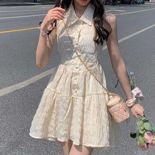 Sleeveless Mini A-line Shirt Dress Off-white - One Size