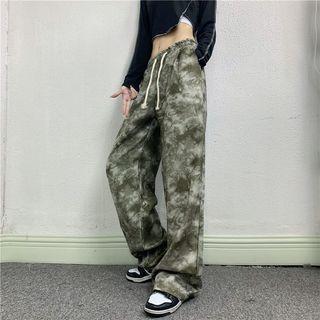 Low Rise Tie-dyed Wide Leg Pants